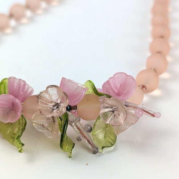 Vintage 50s Italian Floral Cluster Art Glass Necklace - Picture 4 of 6